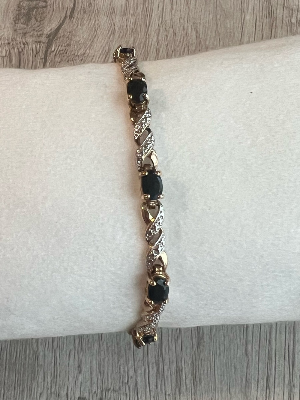 Vintage Retro 925 Sterling Silver Sapphire & Crystal Bracelet